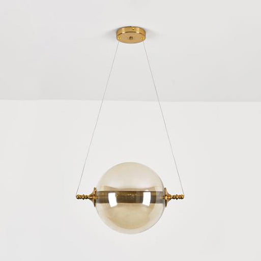 Modern Ball Pendant Amber/Smoke/Tan Glass Bedroom Ceiling Led Fixture