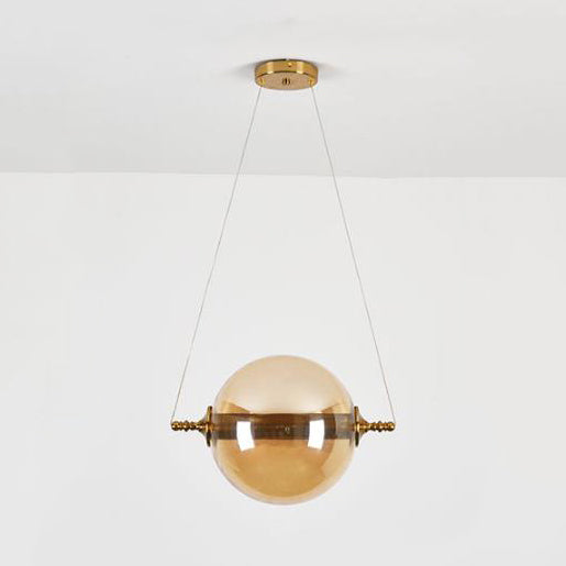 Modern Ball Pendant Amber/Smoke/Tan Glass Bedroom Ceiling Led Fixture