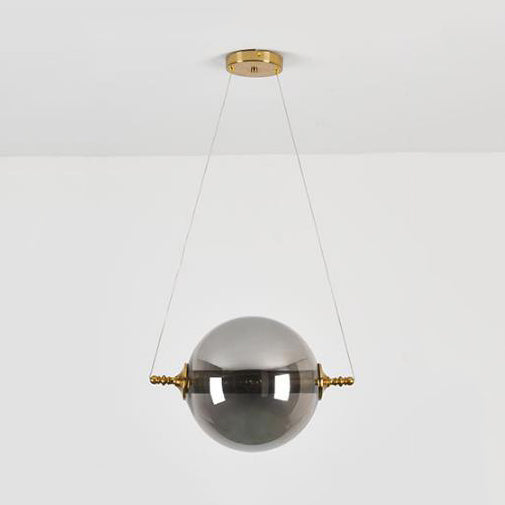 Modern Ball Pendant Amber/Smoke/Tan Glass Bedroom Ceiling Led Fixture