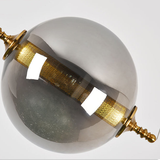 Modern Ball Pendant Amber/Smoke/Tan Glass Bedroom Ceiling Led Fixture