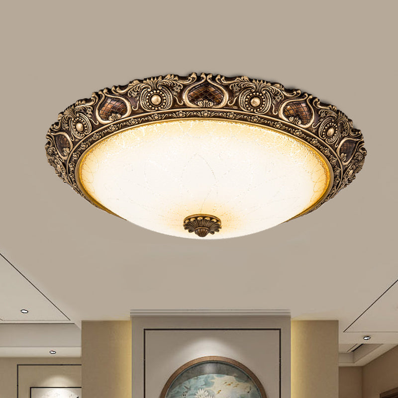 LED Farmhouse Flush Mount Light with Frosted Glass and Brown Finish - 3 Size Options and Warm/White Light