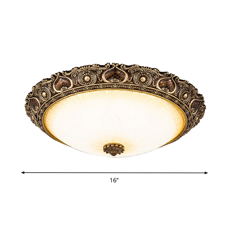 Led Farmhouse Flush Mount Light With Frosted Glass And Brown Finish - 3 Size Options Warm/White