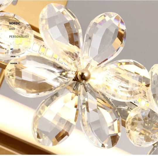 Lampe de plafond en cristal à fleurs pour chambre à coucher nordique