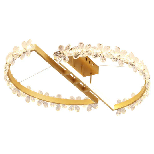 Lampe de plafond en cristal à fleurs pour chambre à coucher nordique