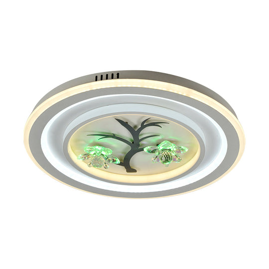 Modern Crystal LED Flush Ceiling Light for Bedchamber - White, Round/Square Fixture