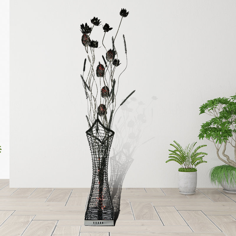 Art Decor Entwing Branch Led Floor Lamp With Geometric Base - Gold/Black/Red Black