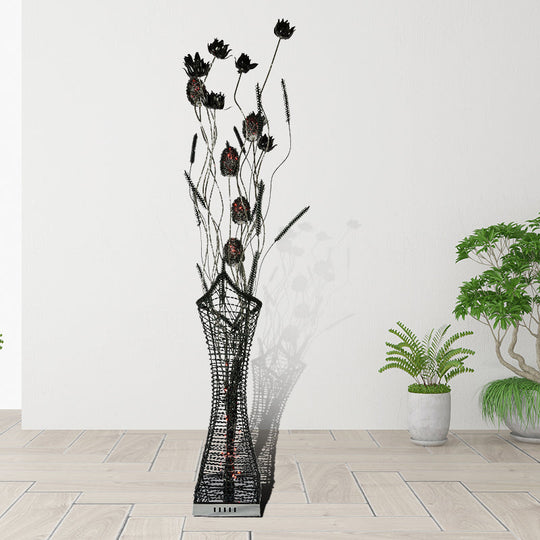 Art Decor Entwing Branch Led Floor Lamp With Geometric Base - Gold/Black/Red Black