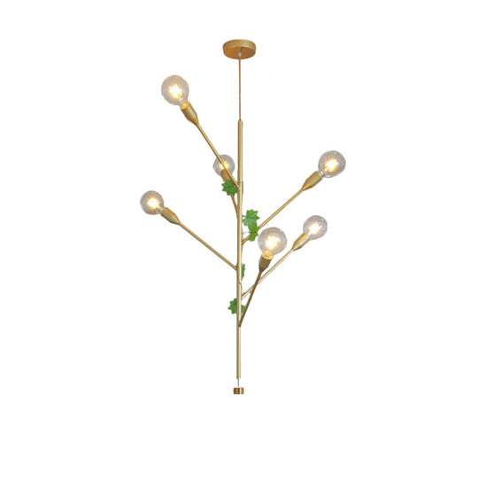 Modern Metal Pendant Lamp - Branch Design With 3/6 Lights In Gold/Rose Gold Cluster Perfect For