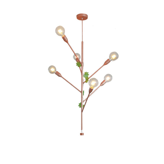 Modern Metal Pendant Lamp - Branch Design With 3/6 Lights In Gold/Rose Gold Cluster Perfect For