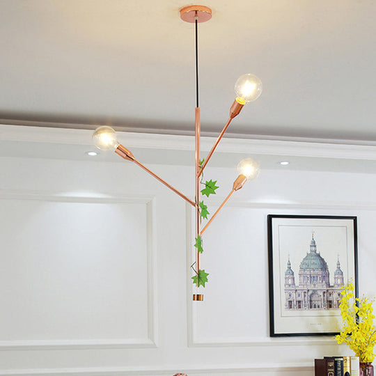 Modern Metal Pendant Lamp - Branch Design With 3/6 Lights In Gold/Rose Gold Cluster Perfect For