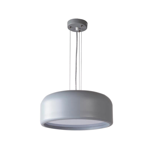 Modern Drum Pendant Lamp - Acrylic Grey/Coffee with Recessed Diffuser, Perfect for Living Room - Available in 3 Sizes: 14", 19", 23.5