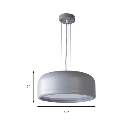 Modern Drum Pendant Lamp - Acrylic Grey/Coffee with Recessed Diffuser, Perfect for Living Room - Available in 3 Sizes: 14", 19", 23.5