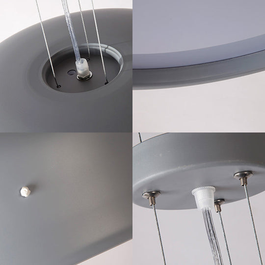 Modern Drum Pendant Lamp - Acrylic Grey/Coffee with Recessed Diffuser, Perfect for Living Room - Available in 3 Sizes: 14", 19", 23.5