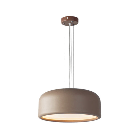 Modern Drum Pendant Lamp - Acrylic Grey/Coffee with Recessed Diffuser, Perfect for Living Room - Available in 3 Sizes: 14", 19", 23.5