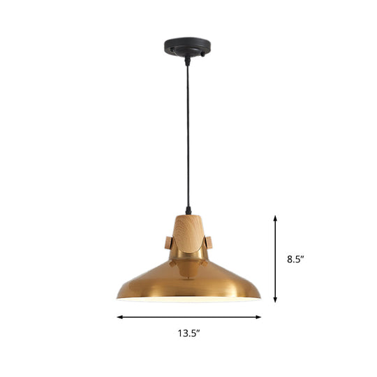 Modern Dome Metal Pendant Lighting - 1-Light Brass Hanging Lamp for Restaurant - 8.5"/14" Wide