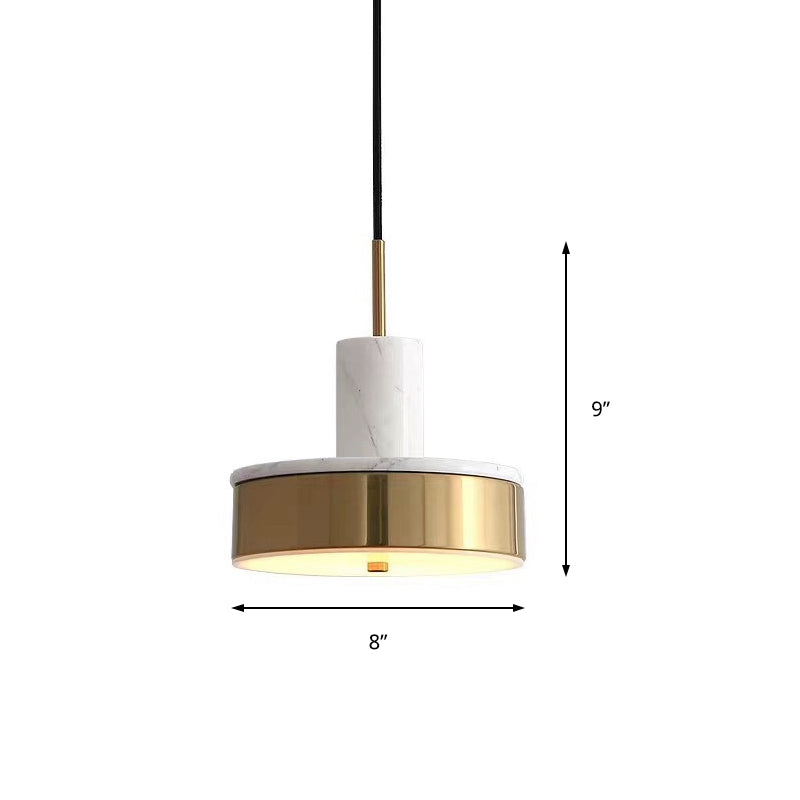 Contemporary Metal Drum Pendant Lamp with LED Light for Dining Room - Black/White/Dark Green