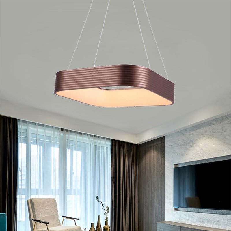 Contemporary Rose Gold Square LED Suspension Pendant Light - 18"/23.5" Wide