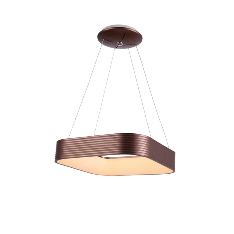 Contemporary Rose Gold Square LED Suspension Pendant Light - 18"/23.5" Wide