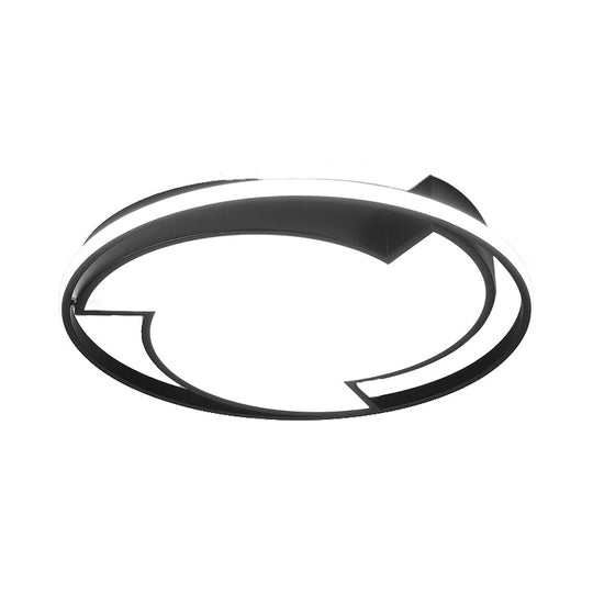 Modern Black Flush Mount Ceiling Light - Windmill Design with Acrylic LED - Warm/White Light