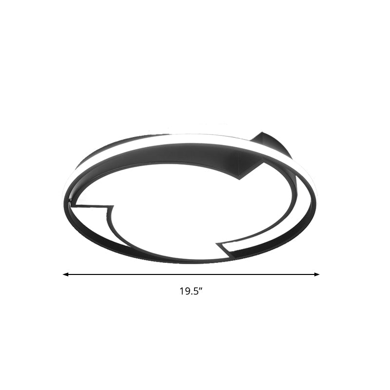 Modern Black Flush Mount Ceiling Light - Windmill Design with Acrylic LED - Warm/White Light