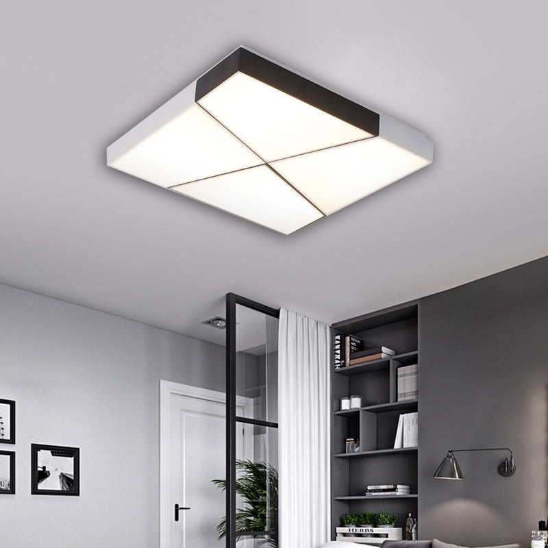 Contemporary LED Ceiling Mount Light - White Acrylic Flushmount for Bedroom