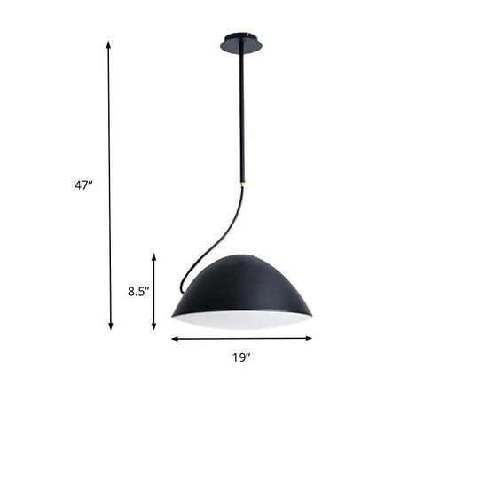 Contemporary Black/White Dome Pendant Light - Stylish Metal Suspension For Dining Room