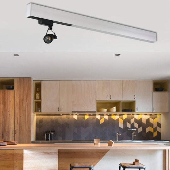 Minimalist Metal Pendant Light - White Rectangular Design with Swivel Joint for Office Spot Lighting