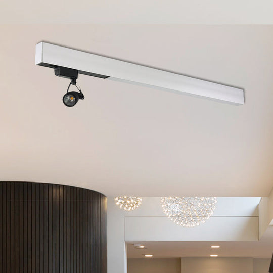 Minimalist Metal Pendant Light - White Rectangular Design with Swivel Joint for Office Spot Lighting