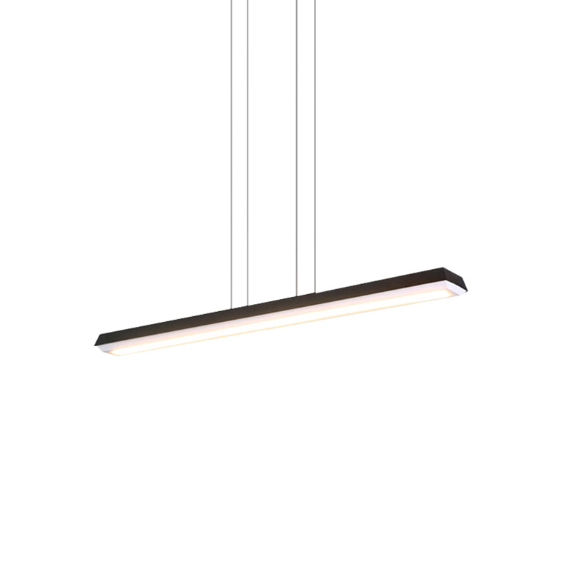 Sleek Modern Black LED Office Pendant Lighting - Stylish Slim Rectangular Linear Metal Shade - Ideal for Office Décor