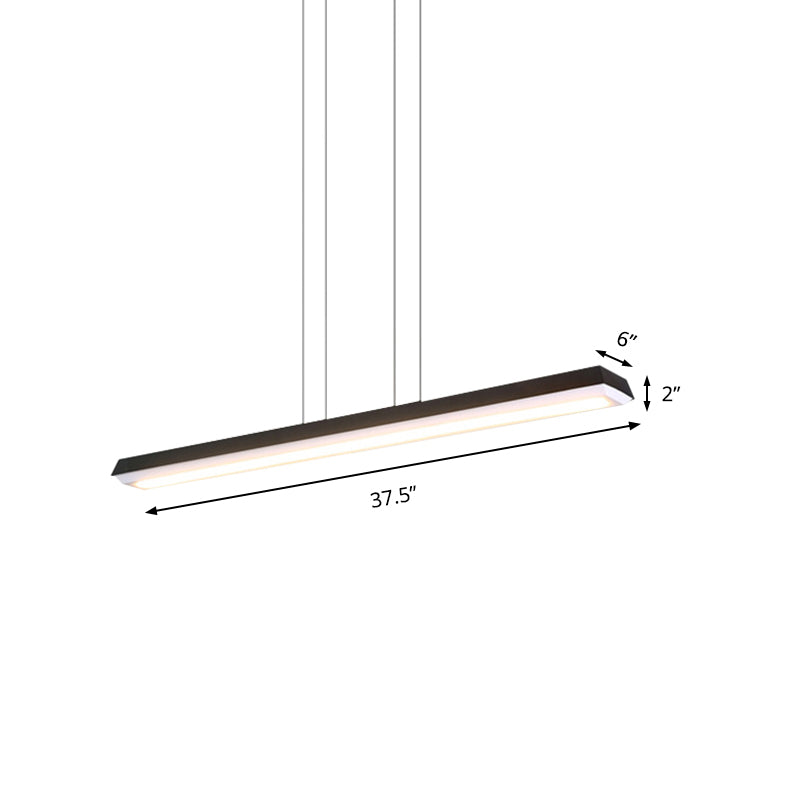 Sleek Modern Black LED Office Pendant Lighting - Stylish Slim Rectangular Linear Metal Shade - Ideal for Office Décor