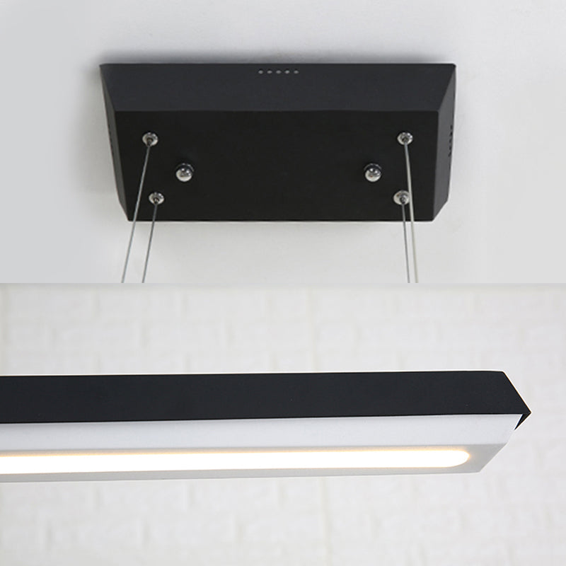 Sleek Modern Black LED Office Pendant Lighting - Stylish Slim Rectangular Linear Metal Shade - Ideal for Office Décor
