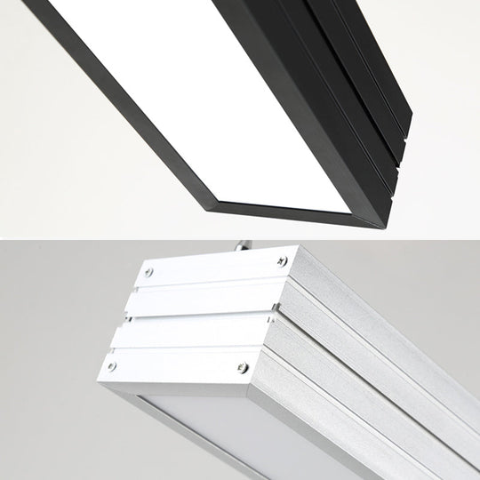 Contemporary Metal Led Pendant Ceiling Light - White/Silver/Black Ridged Case With Suspension Lamp