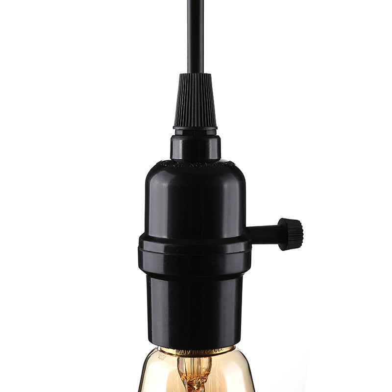 Lampe suspendue industrielle en métal avec cordon réglable - Plafonnier à ampoule exposée noire pour restaurants (1 tête)