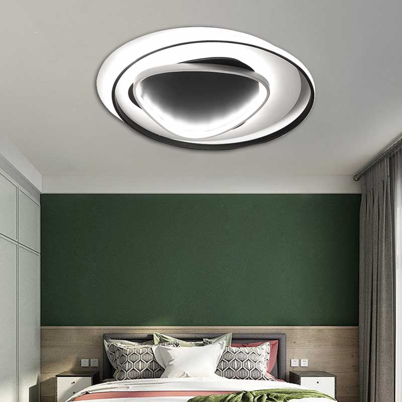 18"/23.5" Wide Acrylic Circle Flushmount LED Ceiling Light - Modern Black Design in Warm/White Light