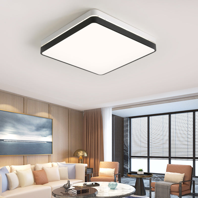 Modern Black and White Square Ceiling Light with LED Flush Lighting for the Bedroom