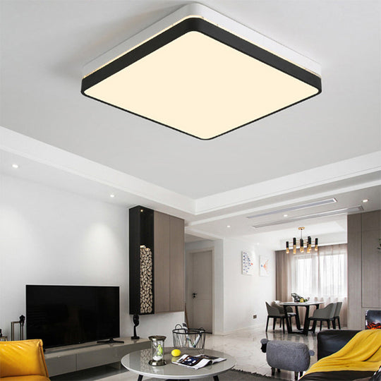 Modern Black and White Square Ceiling Light with LED Flush Lighting for the Bedroom