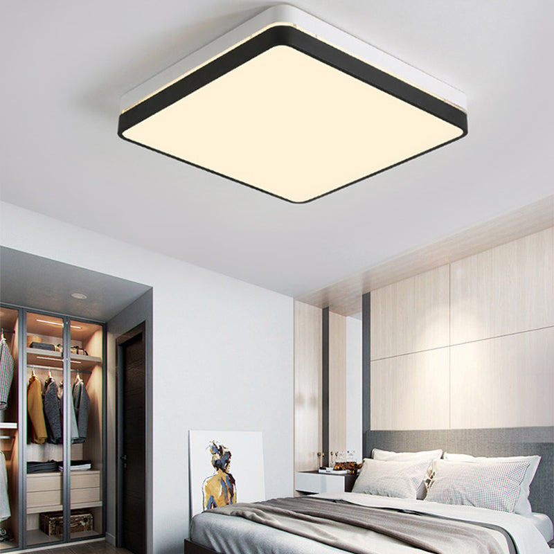 Modern Black and White Square Ceiling Light with LED Flush Lighting for the Bedroom