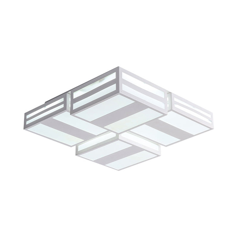 Modern LED Ceiling Lamp with Stripe Pattern in Warm/White Acrylic - Perfect for Bedroom, Black/White Ceiling Mount