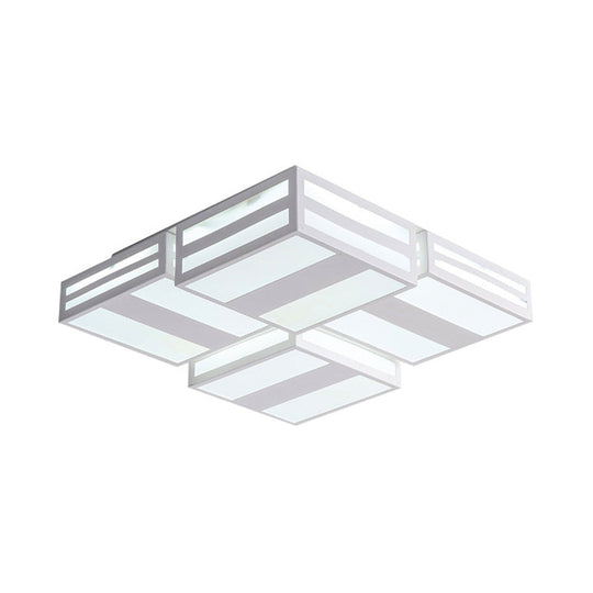 Modern LED Ceiling Lamp with Stripe Pattern in Warm/White Acrylic - Perfect for Bedroom, Black/White Ceiling Mount