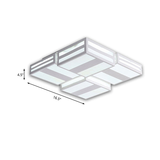 Modern LED Ceiling Lamp with Stripe Pattern in Warm/White Acrylic - Perfect for Bedroom, Black/White Ceiling Mount