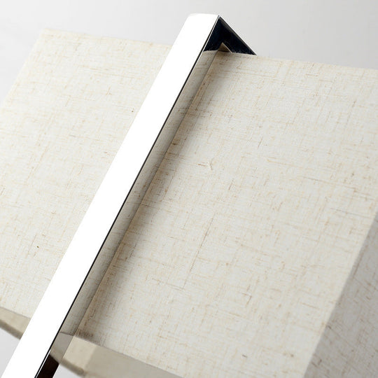 Modern Rectangular Floor Lamp In Beige With Metal Base - Perfect For Reading