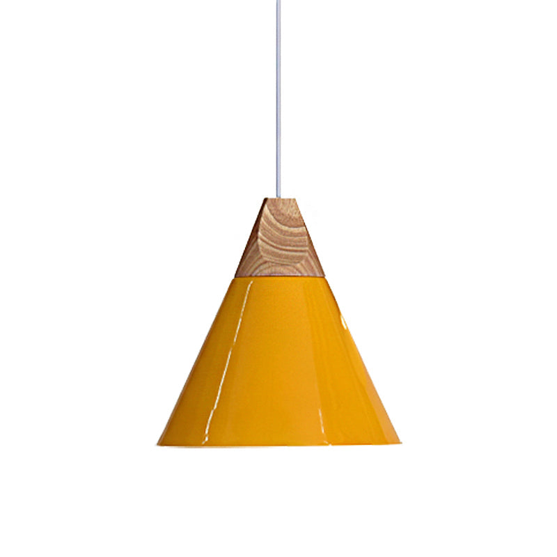 Conical Shade Metal Pendant Light - Contemporary Kitchen Hanging Fixture (5.5"/8.5"/10" W, Grey/Silver/Yellow)
