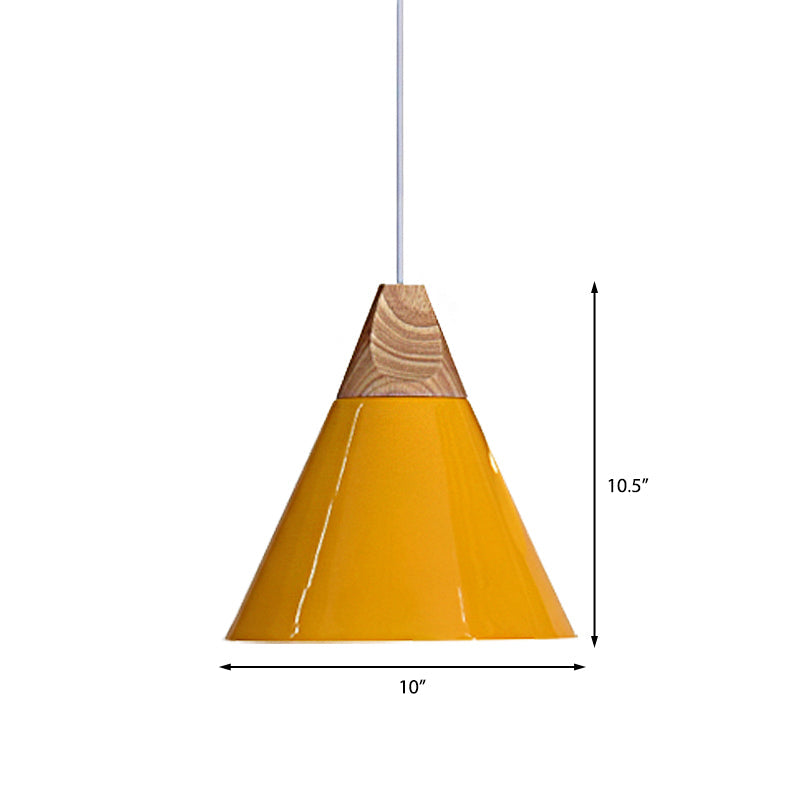 Conical Shade Metal Pendant Light - Contemporary Kitchen Hanging Fixture (5.5"/8.5"/10" W, Grey/Silver/Yellow)