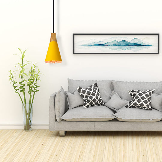 Conical Shade Metal Pendant Light - Contemporary Kitchen Hanging Fixture (5.5"/8.5"/10" W, Grey/Silver/Yellow)