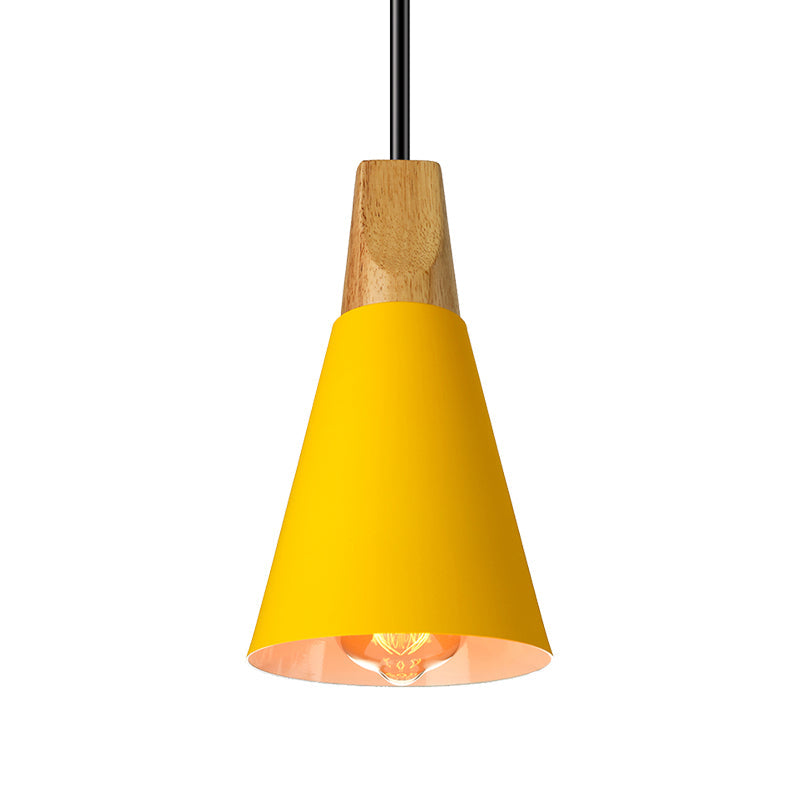 Conical Shade Metal Pendant Light - Contemporary Kitchen Hanging Fixture (5.5"/8.5"/10" W, Grey/Silver/Yellow)