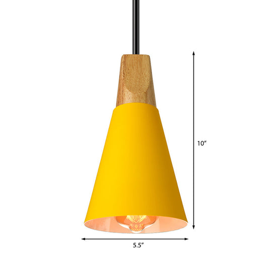 Conical Shade Metal Pendant Light - Contemporary Kitchen Hanging Fixture (5.5"/8.5"/10" W, Grey/Silver/Yellow)