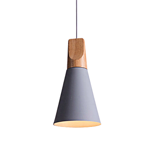Conical Shade Metal Pendant Light - Contemporary Kitchen Hanging Fixture (5.5"/8.5"/10" W, Grey/Silver/Yellow)