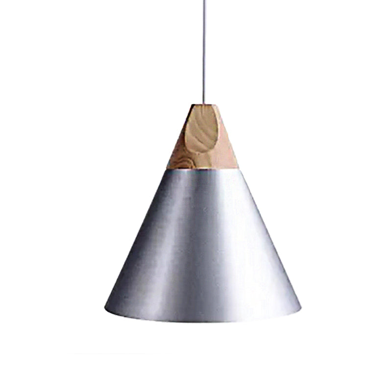 Conical Shade Metal Pendant Light - Contemporary Kitchen Hanging Fixture (5.5"/8.5"/10" W, Grey/Silver/Yellow)
