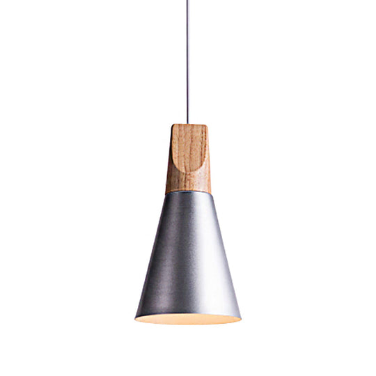 Conical Shade Metal Pendant Light - Contemporary Kitchen Hanging Fixture (5.5"/8.5"/10" W, Grey/Silver/Yellow)
