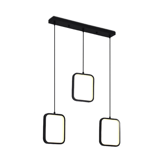 Contemporary Black/White Square Drop Pendant LED Acrylic Ceiling Light Fixture - Warm/White Lighting